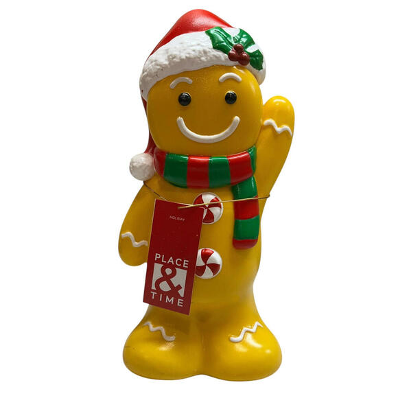 Christmas Holiday Time 11” Blow Mold Table Top Gingerbread Man Light Up LED NEW - Picture 5 of 9